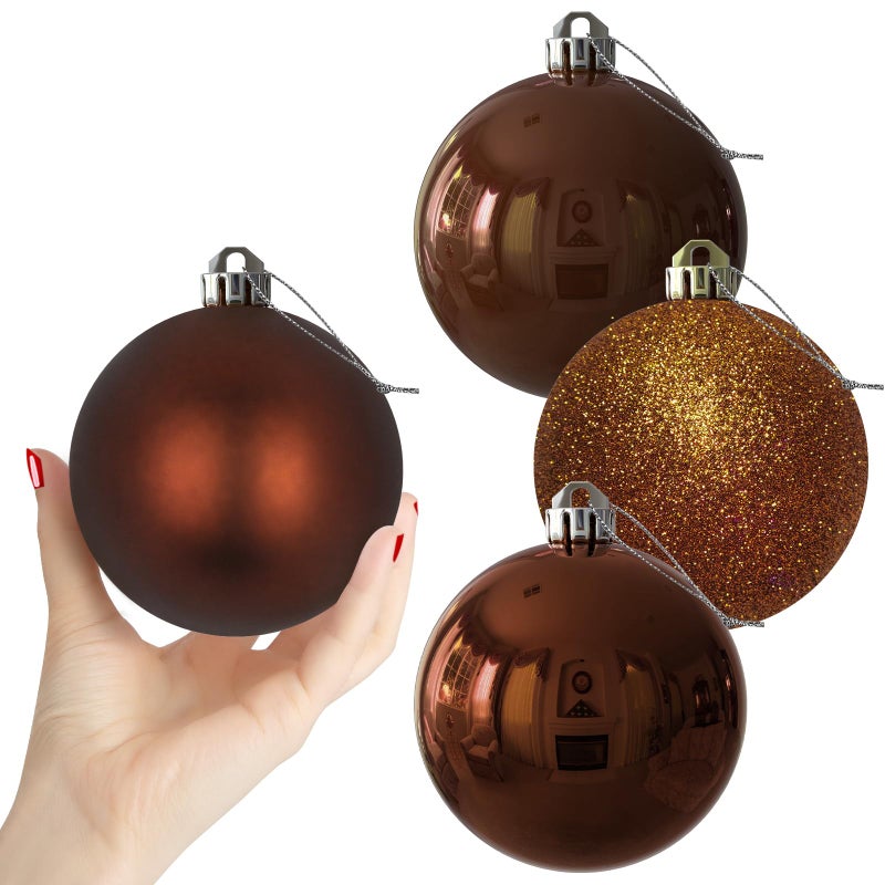 GameXcel Bronze 4.0" Large Christmas Balls - Christmas Tree Decoration Ornaments Shatterproof Hanging Balls for Birthday Halloween Holiday Wedding Decorations Set of 4pcs - Image 1